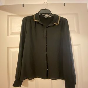 Black sheer button down shirt